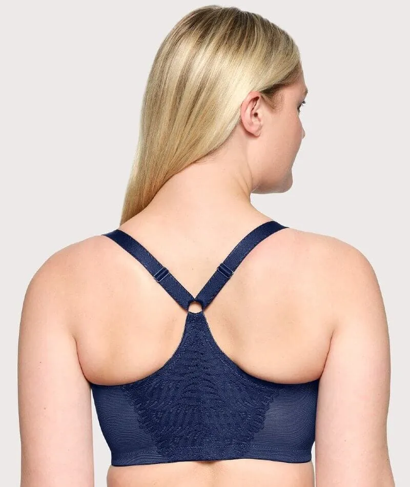 Glamorise Front-Closure T-Back WonderWire Bra - Blue