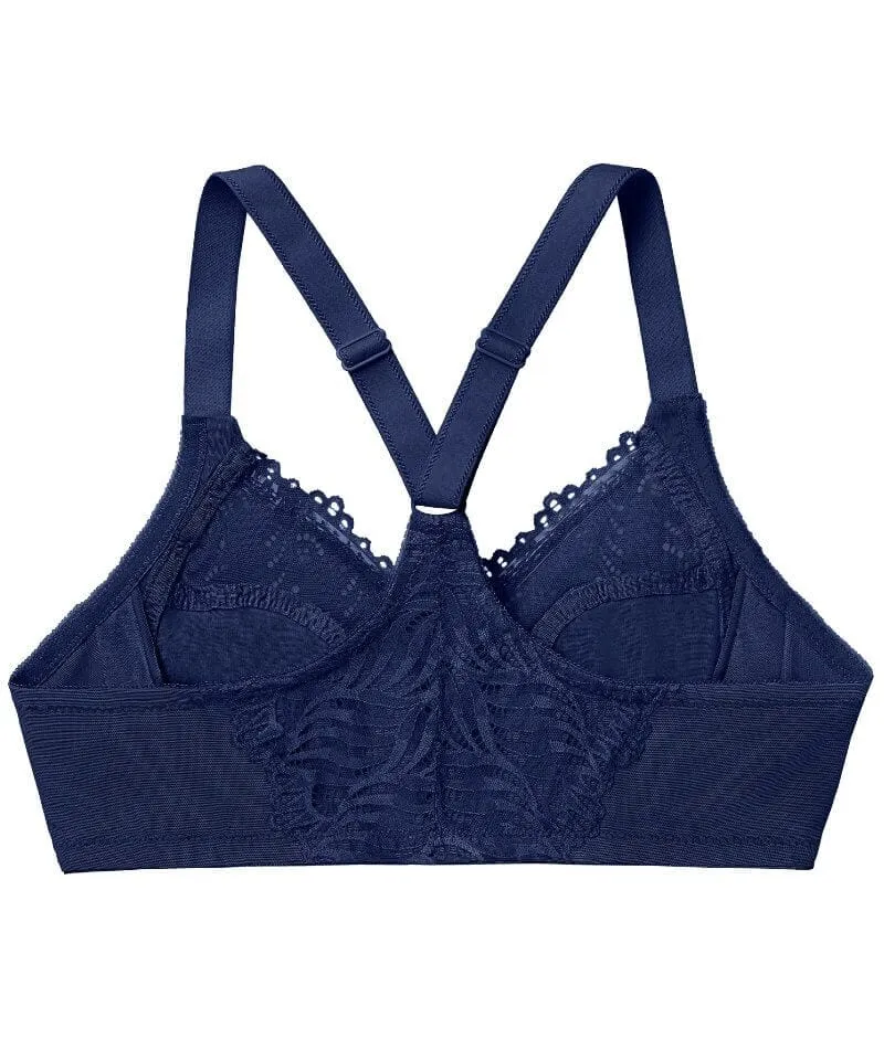 Glamorise Front-Closure T-Back WonderWire Bra - Blue