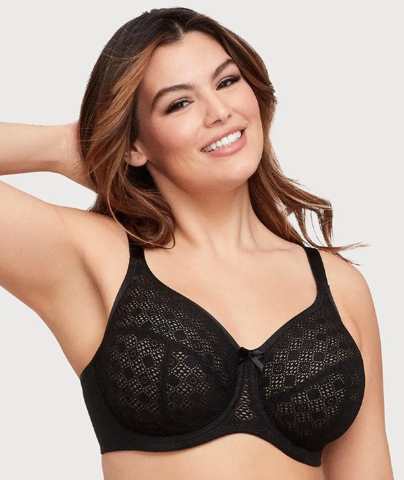 Glamorise Lace Comfort WonderWire Bra - Black