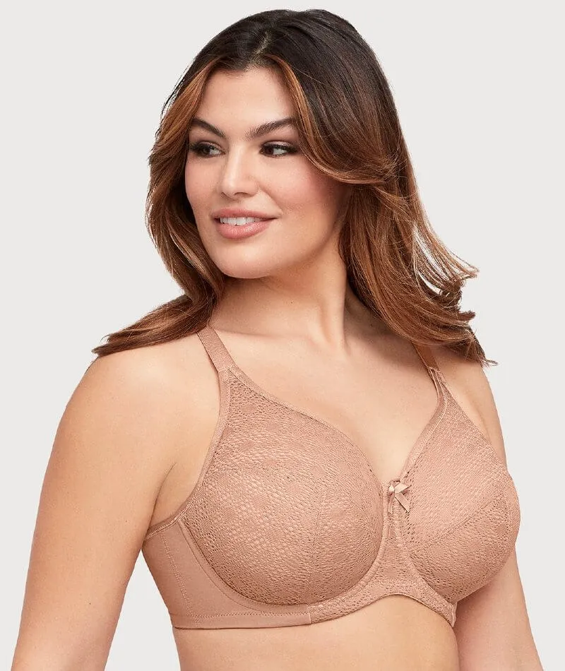 Glamorise Lace Comfort WonderWire Bra - Cappuccino