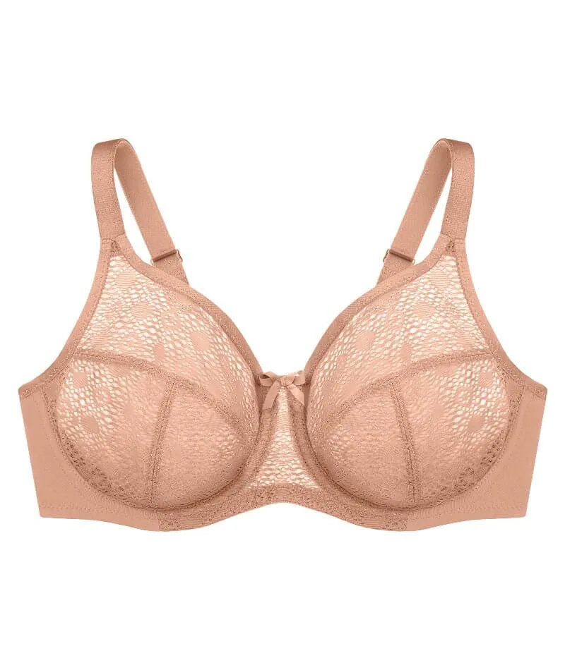 Glamorise Lace Comfort WonderWire Bra - Cappuccino