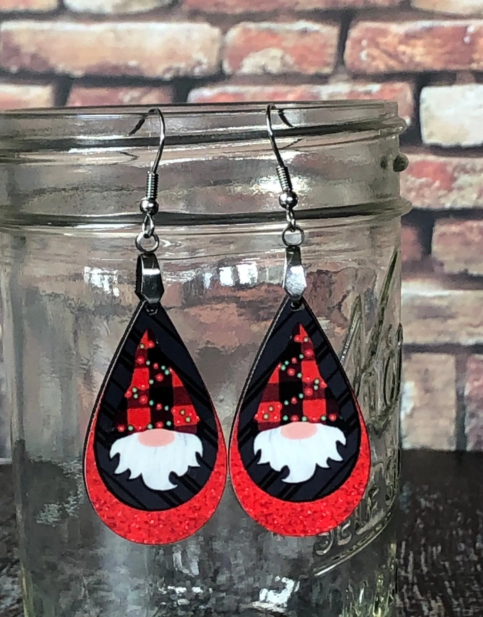 Gnome Earrings, Christmas Earrings, Drop Earrings, Gnome Christmas Earrings