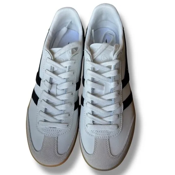 Gola Viper Leather Sneakers Gum Sole White Black Casual Shoes Sz 7.5 men 9 women