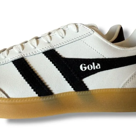Gola Viper Leather Sneakers Gum Sole White Black Casual Shoes Sz 7.5 men 9 women