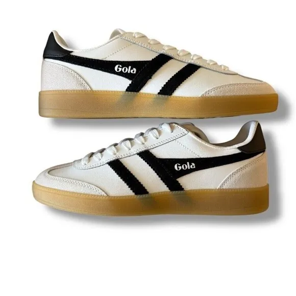 Gola Viper Leather Sneakers Gum Sole White Black Casual Shoes Sz 7.5 men 9 women