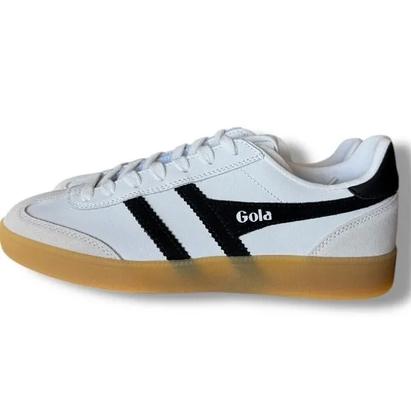 Gola Viper Leather Sneakers Gum Sole White Black Casual Shoes Sz 7.5 men 9 women