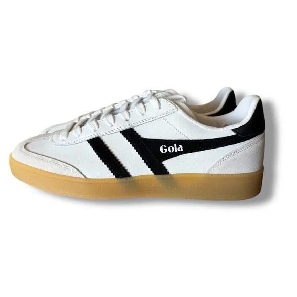 Gola Viper Leather Sneakers Gum Sole White Black Casual Shoes Sz 7.5 men 9 women