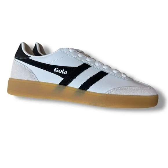 Gola Viper Leather Sneakers Gum Sole White Black Casual Shoes Sz 7.5 men 9 women