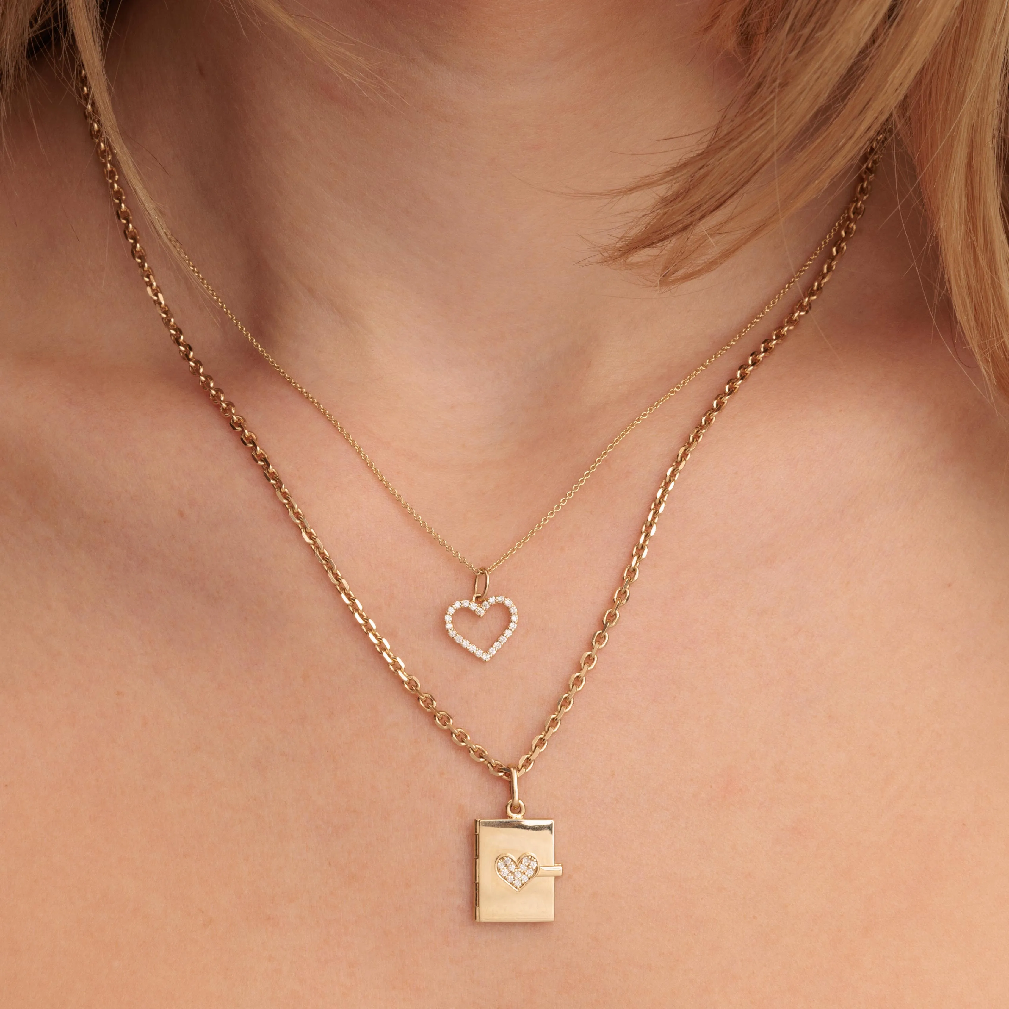 Gold & Diamond Heart Locket Charm
