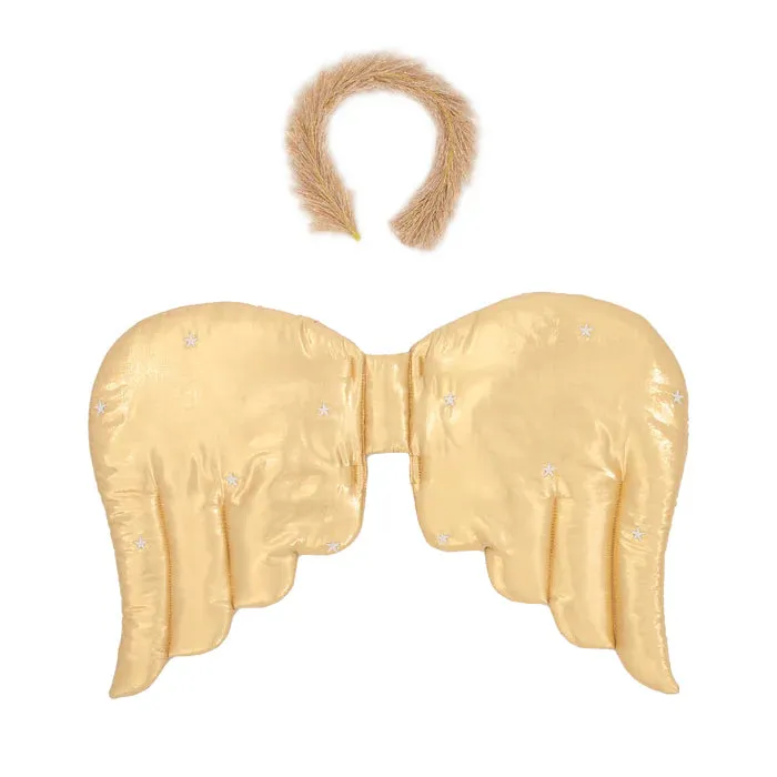 Gold Quilted Angel Wings and Headband Dress Up Set