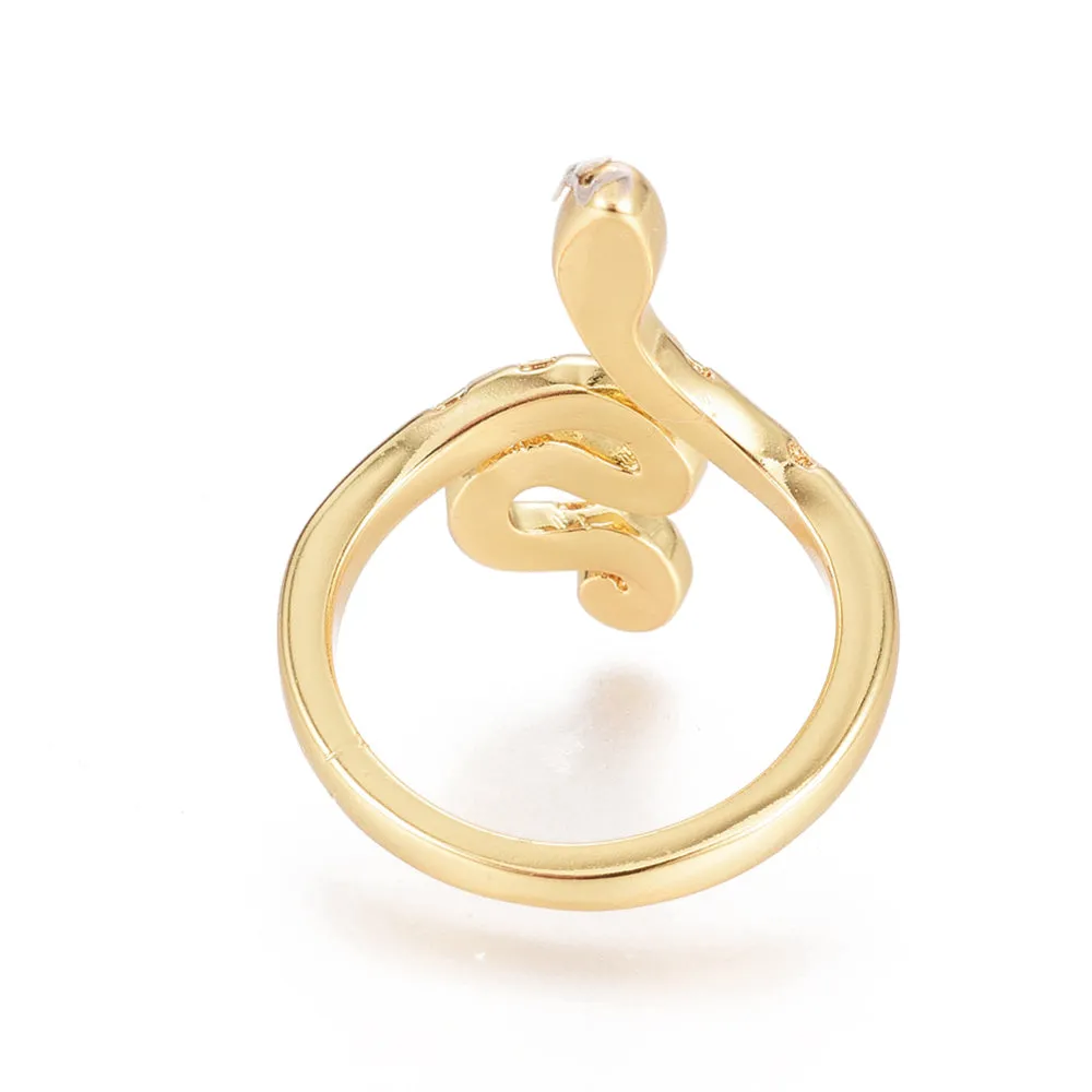 Gold Snake Ring Size 7 with CZs