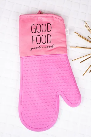 Good Food Good Mood Pink Silicone Oven Mitt