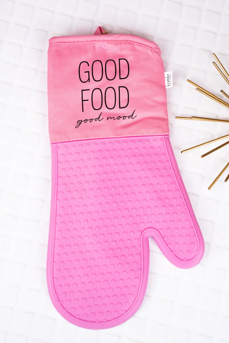 Good Food Good Mood Pink Silicone Oven Mitt