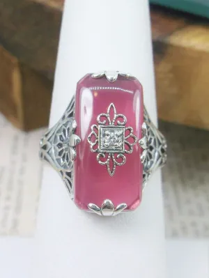 Grace Ring, Petal Pink Glass, Edwardian Style Jewelry #D233