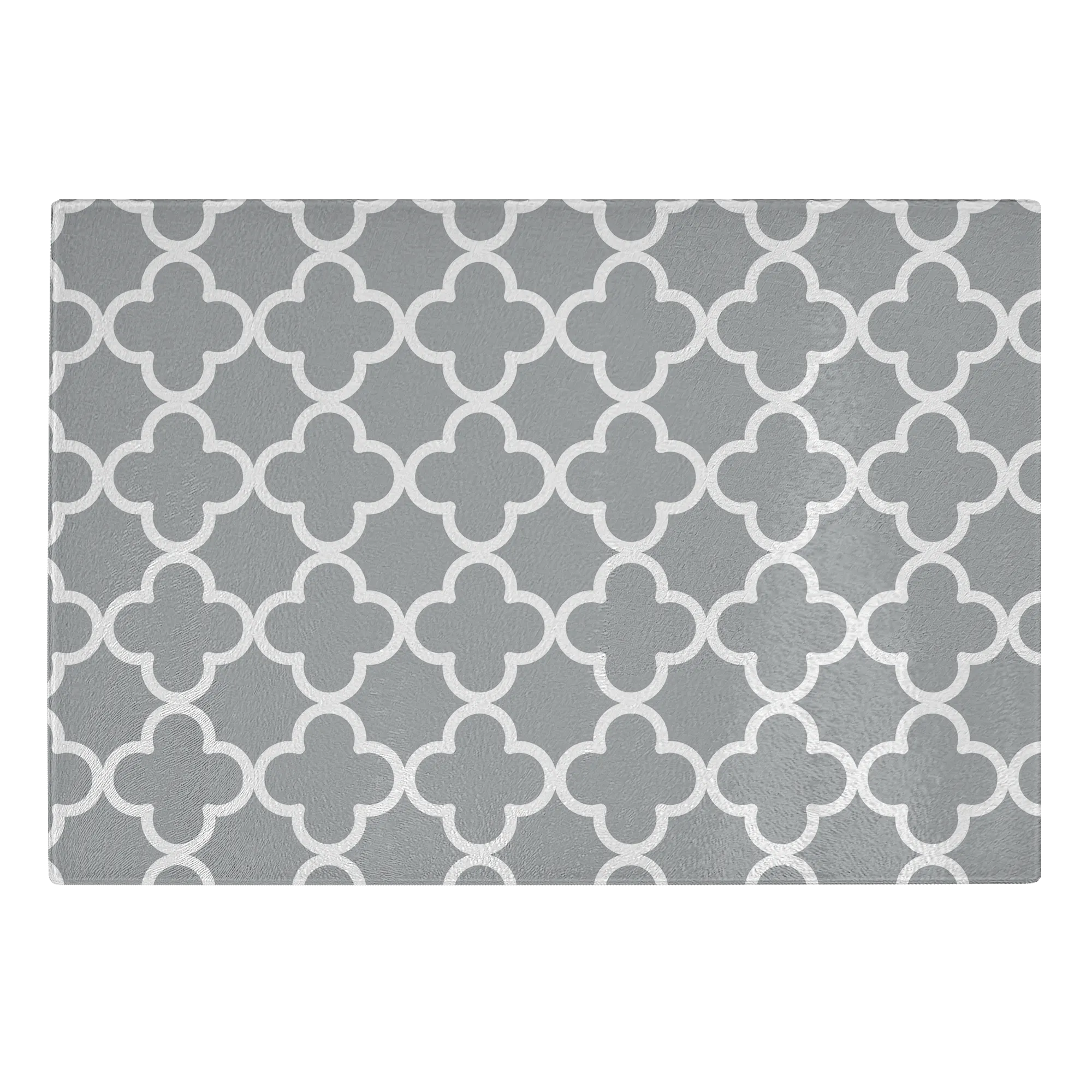 Gray and White Quatrefoil Tempered Glass Cutting Board