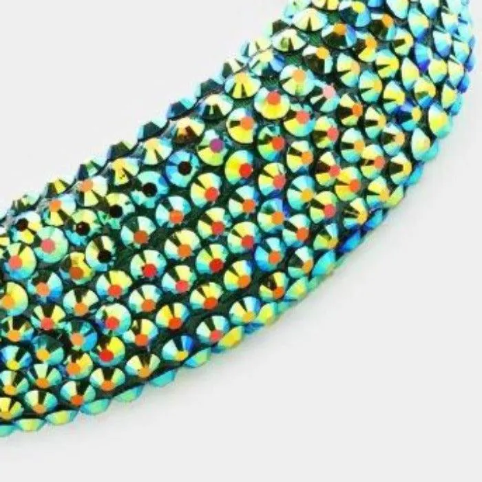 Green Abalone Faceted Bead Padded Headband