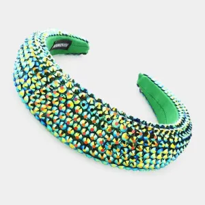 Green Abalone Faceted Bead Padded Headband
