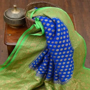 Green-Blue Banarasi Khaddi Wedding Saree online