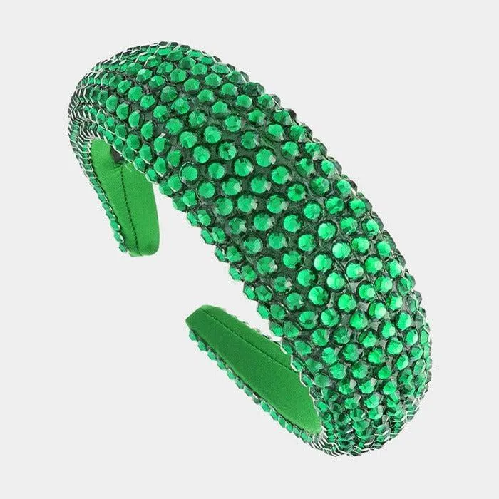 Green Faceted Bead Padded Headband