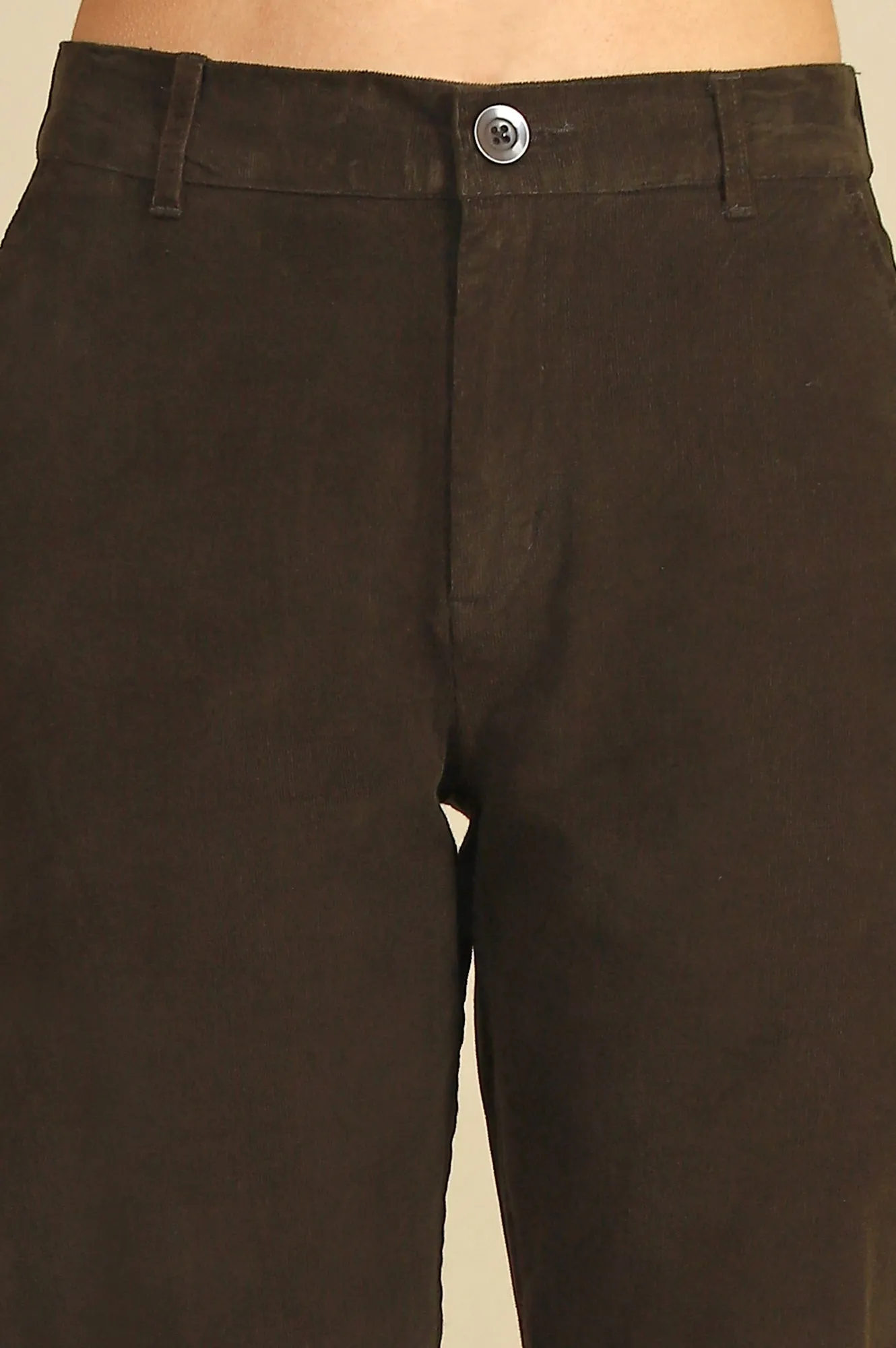 Green Solid Cotton Blend Straight Pants