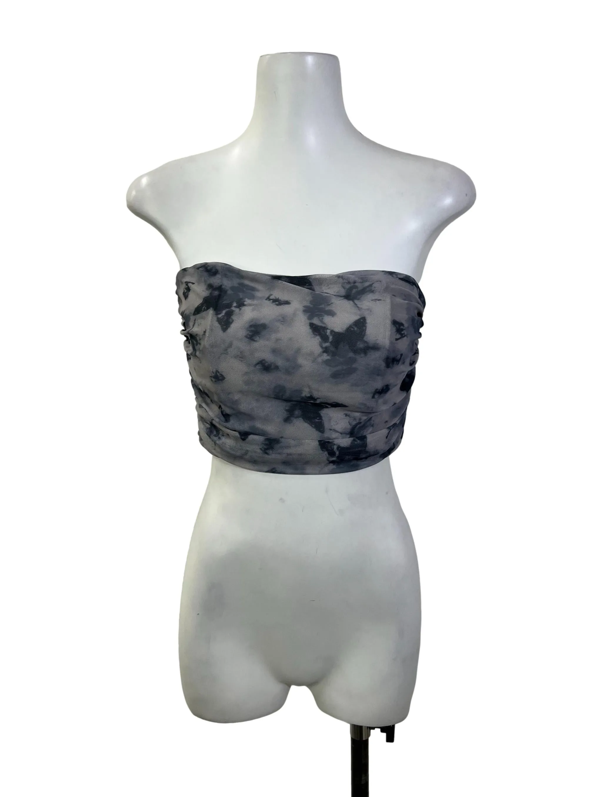 Grey Butterfly Printed Tube Top