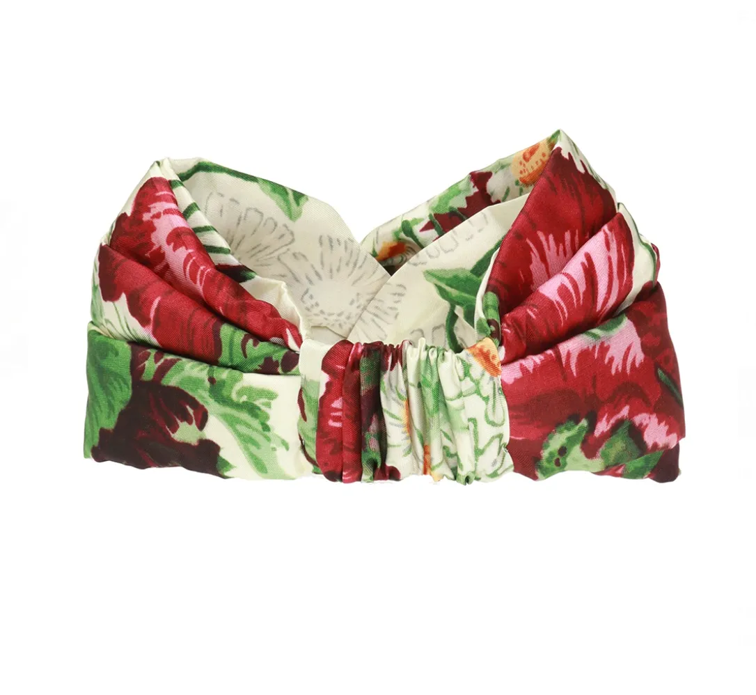 Gucci Floral Print Padded Headband in Red