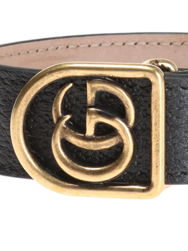 Gucci Leather GG Charm Bracelet in Black
