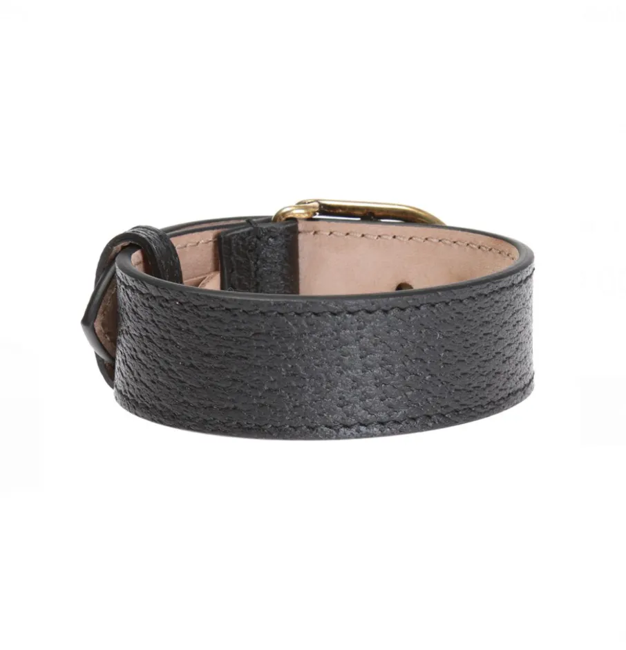 Gucci Leather GG Charm Bracelet in Black