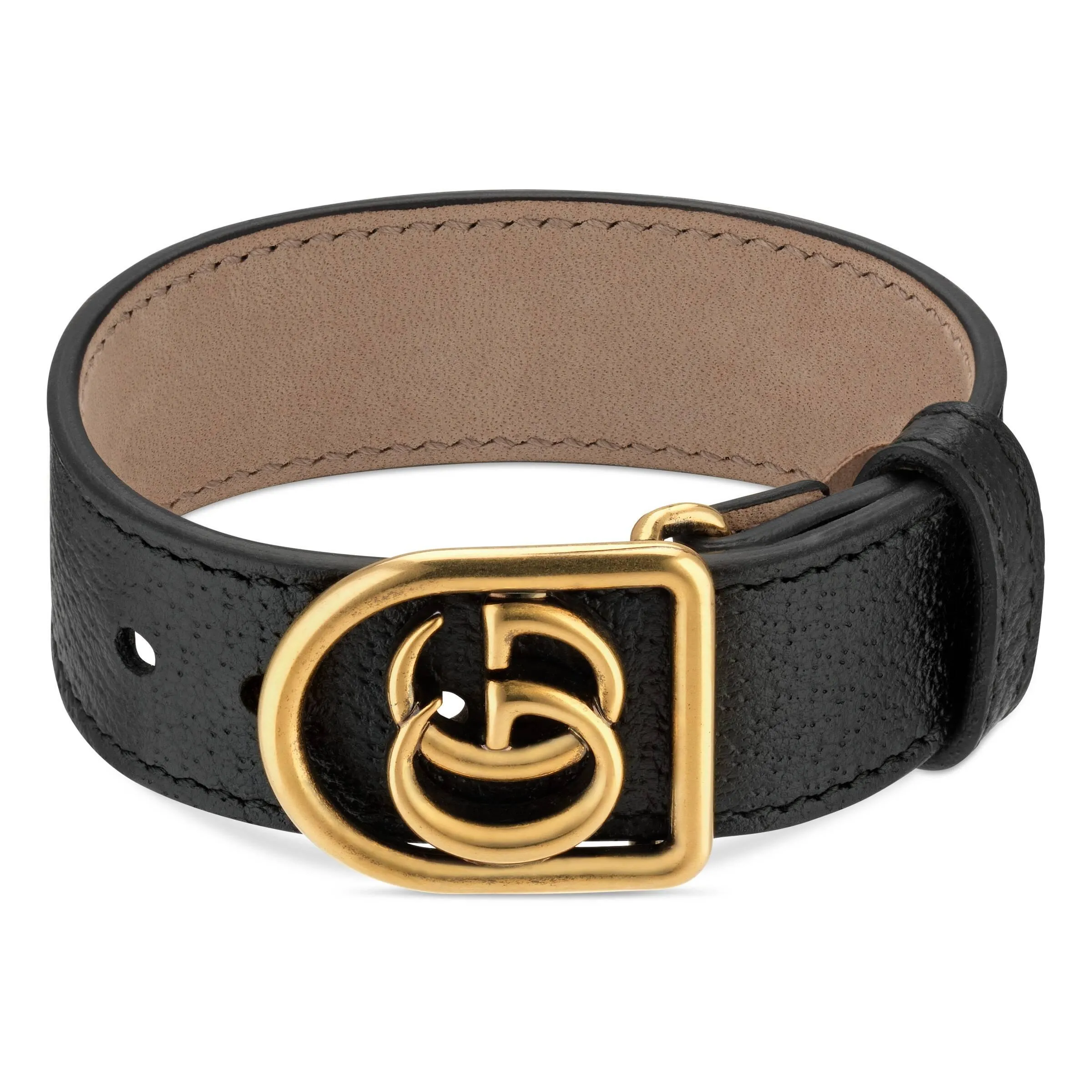 Gucci Leather GG Charm Bracelet in Black