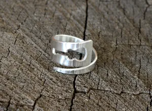 Guitar sterling silver adjustable bypass style wrap ring