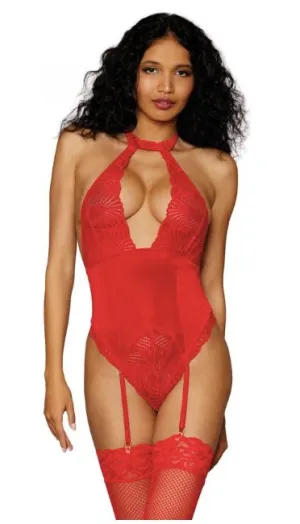 Halter Garter Teddy - Red