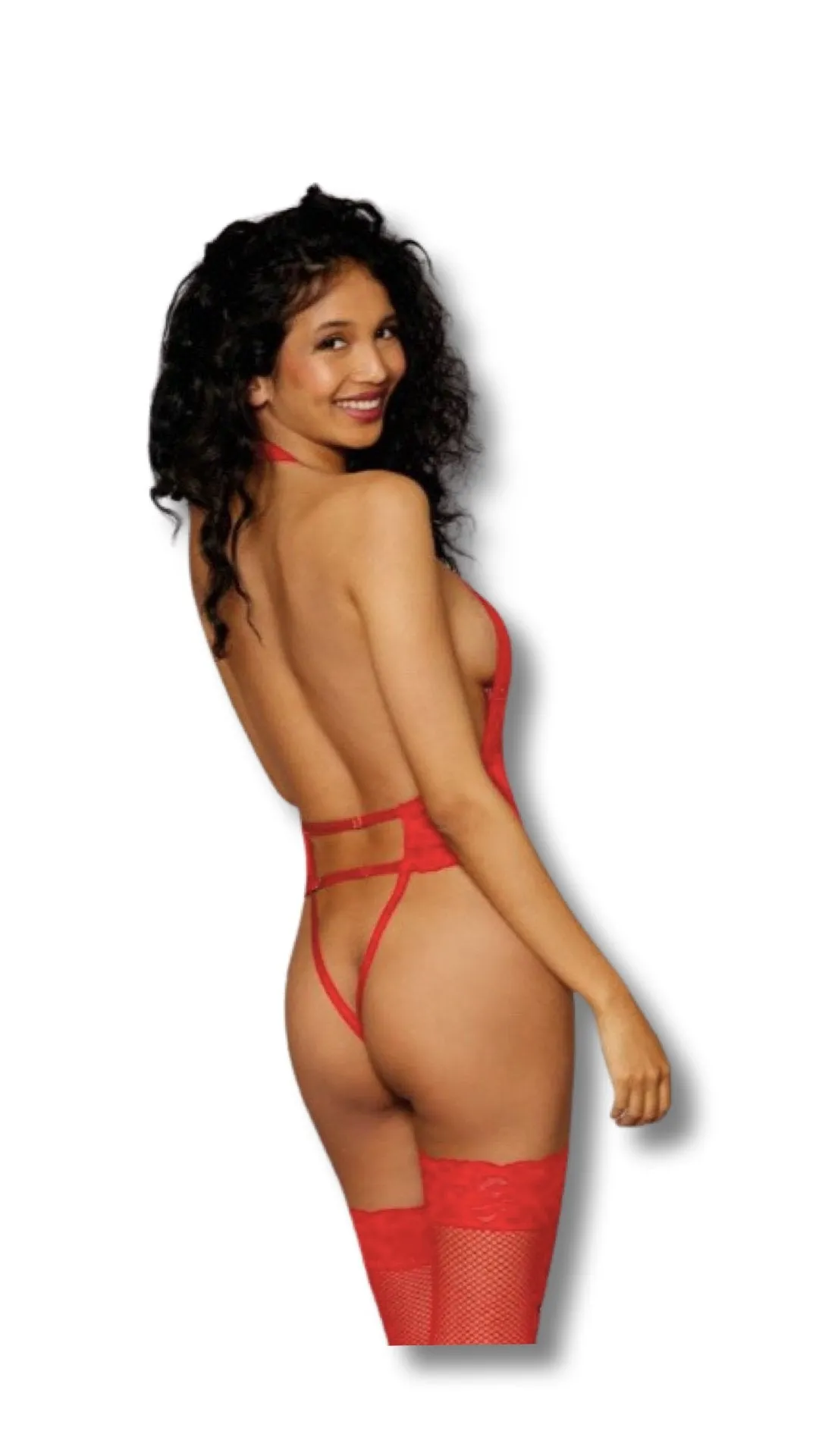 Halter Garter Teddy - Red