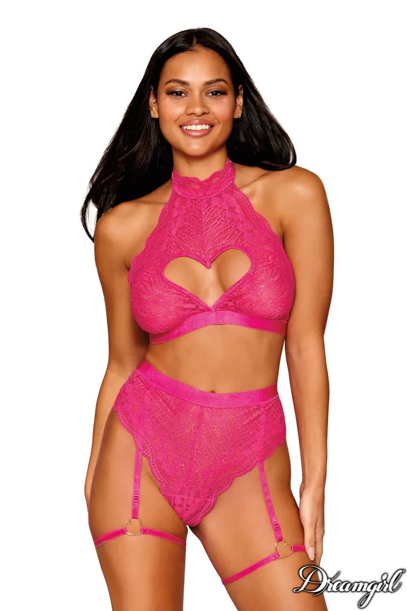Halter Top and Garter Panty Heart Set