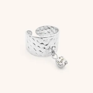 Hammered Charm Ring with Birthstone
