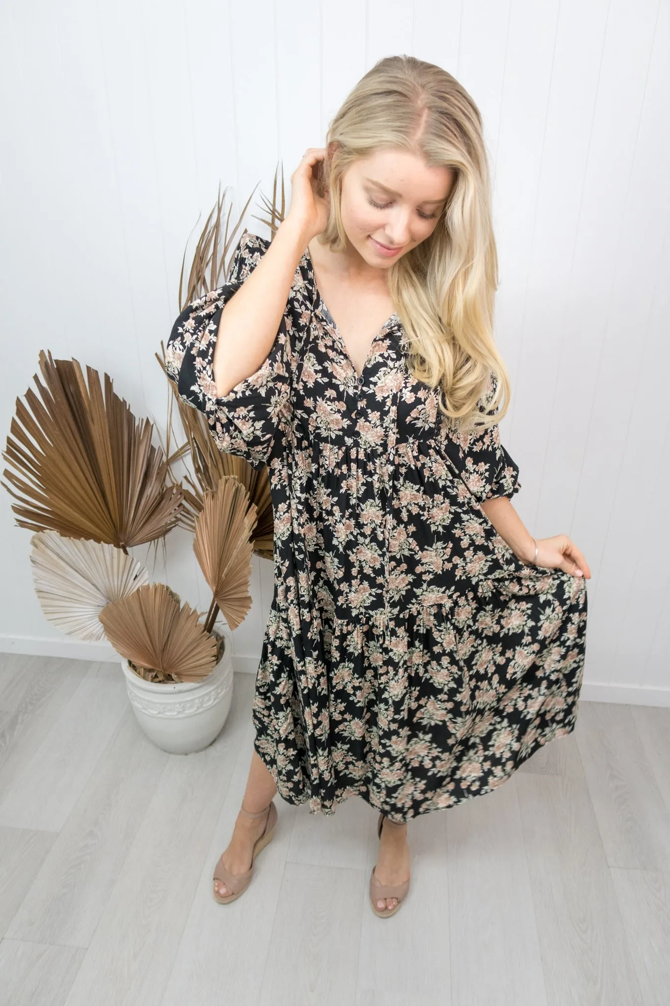 Harrison Dress -Black/floral