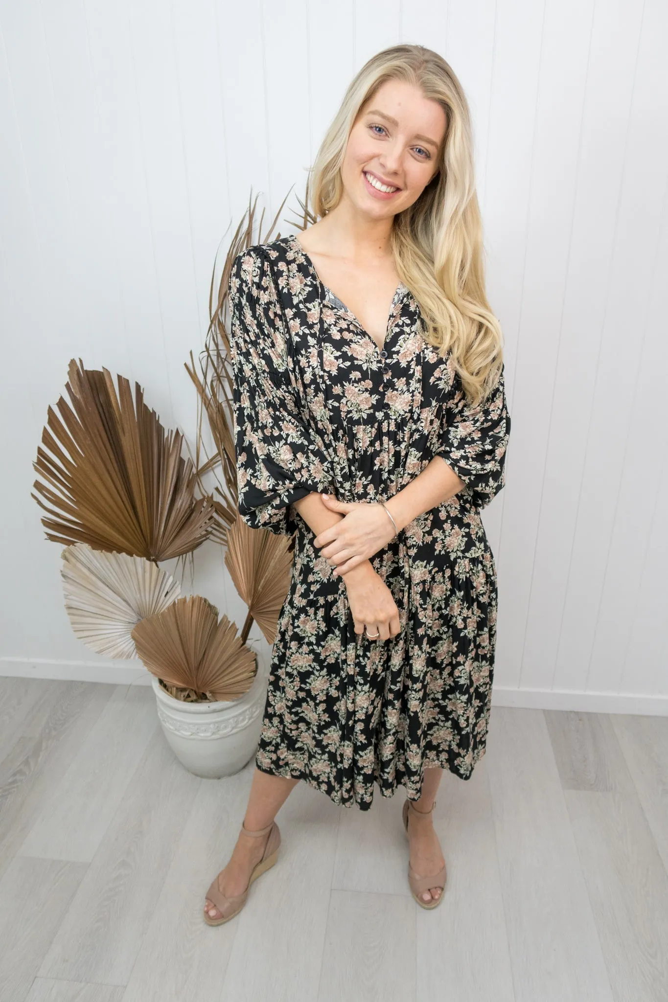 Harrison Dress -Black/floral