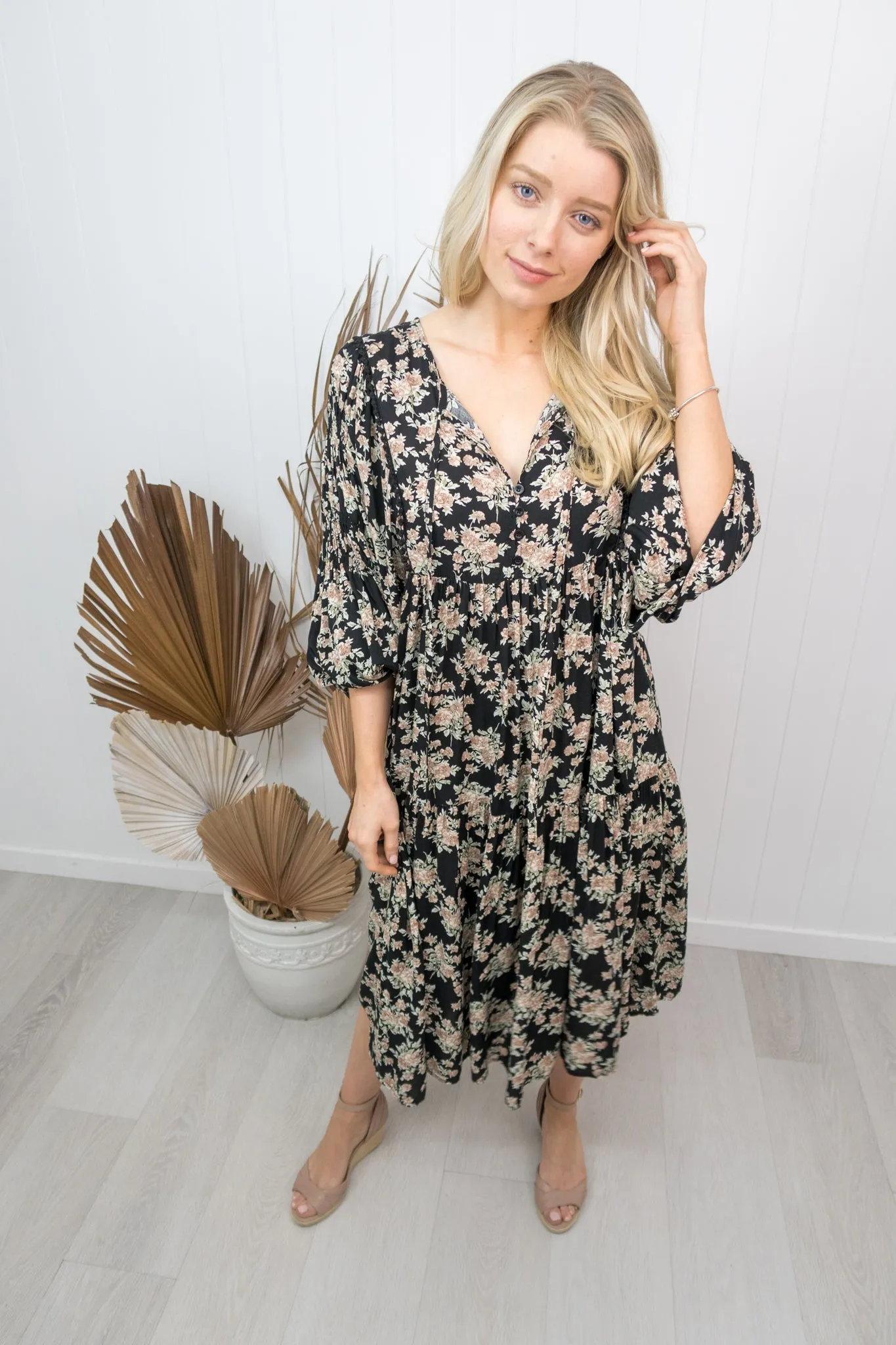 Harrison Dress -Black/floral