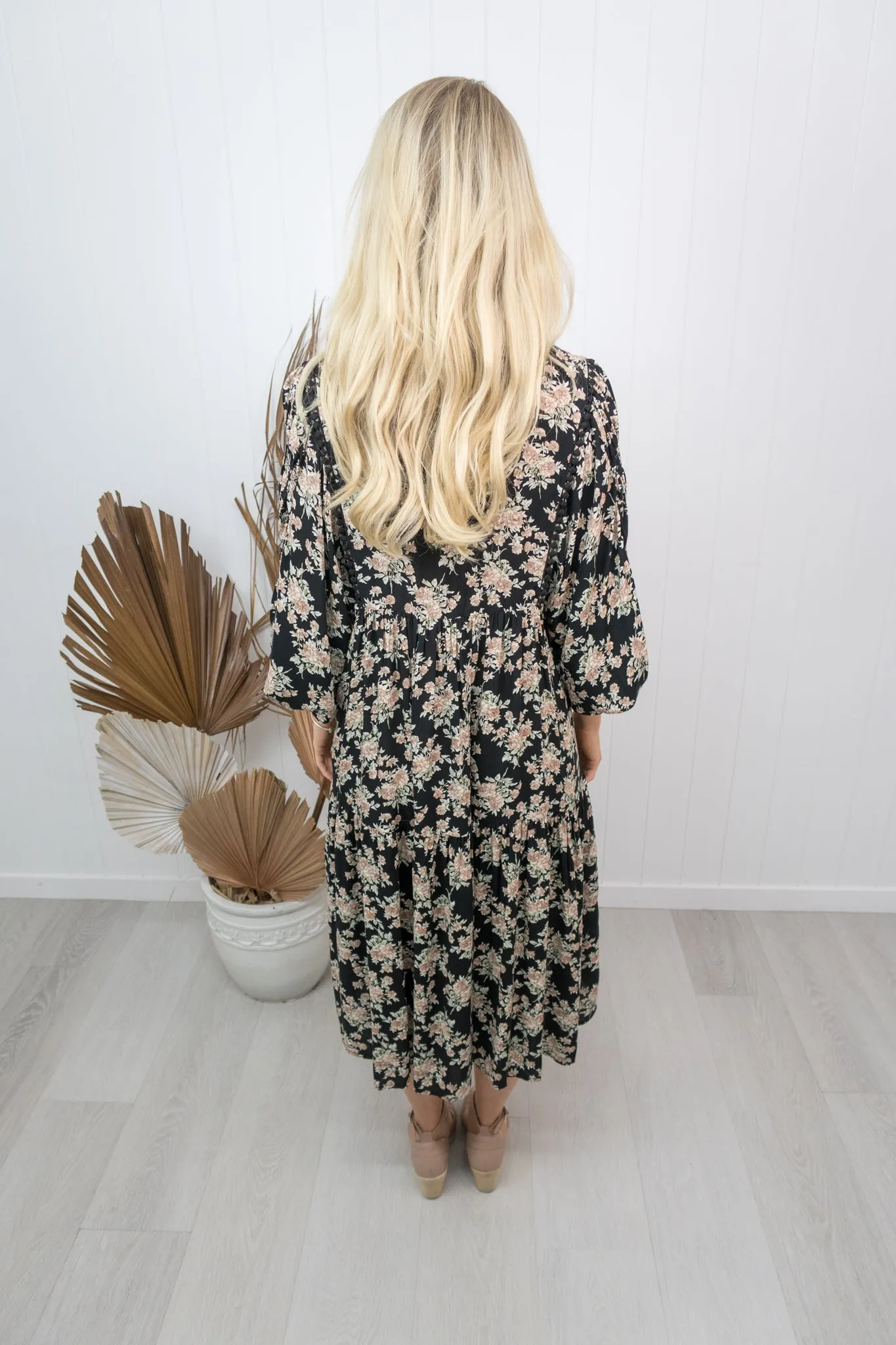 Harrison Dress -Black/floral