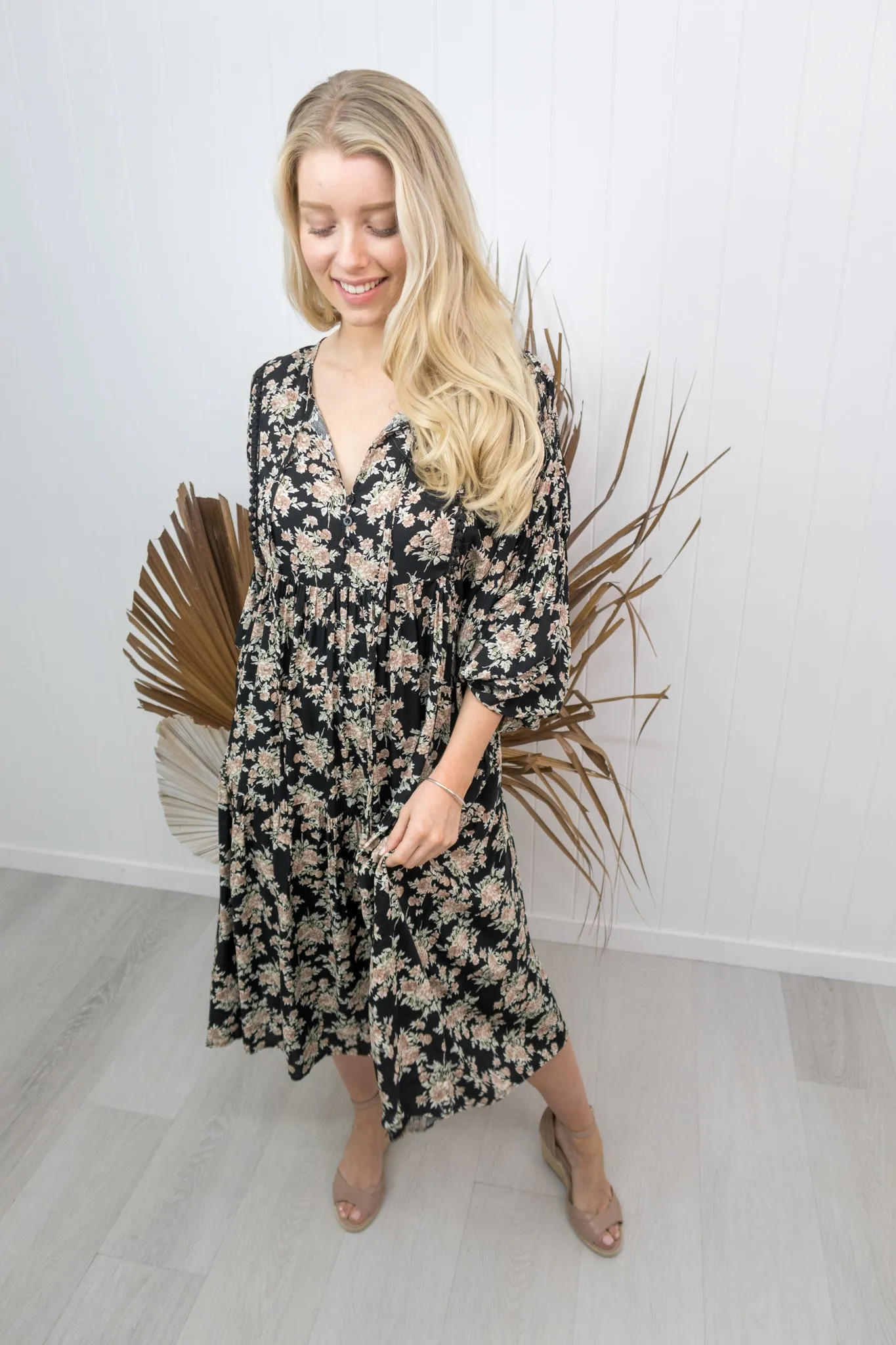 Harrison Dress -Black/floral