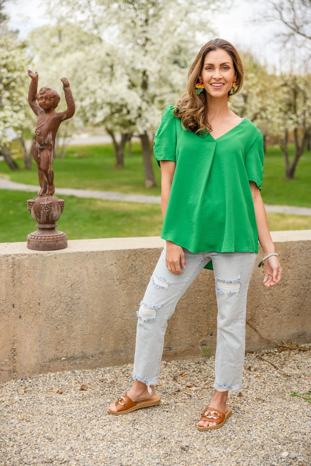 Hazel Blues® | Let's Meet Up Green Blouse