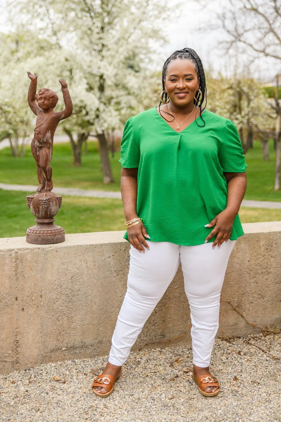 Hazel Blues® | Let's Meet Up Green Blouse