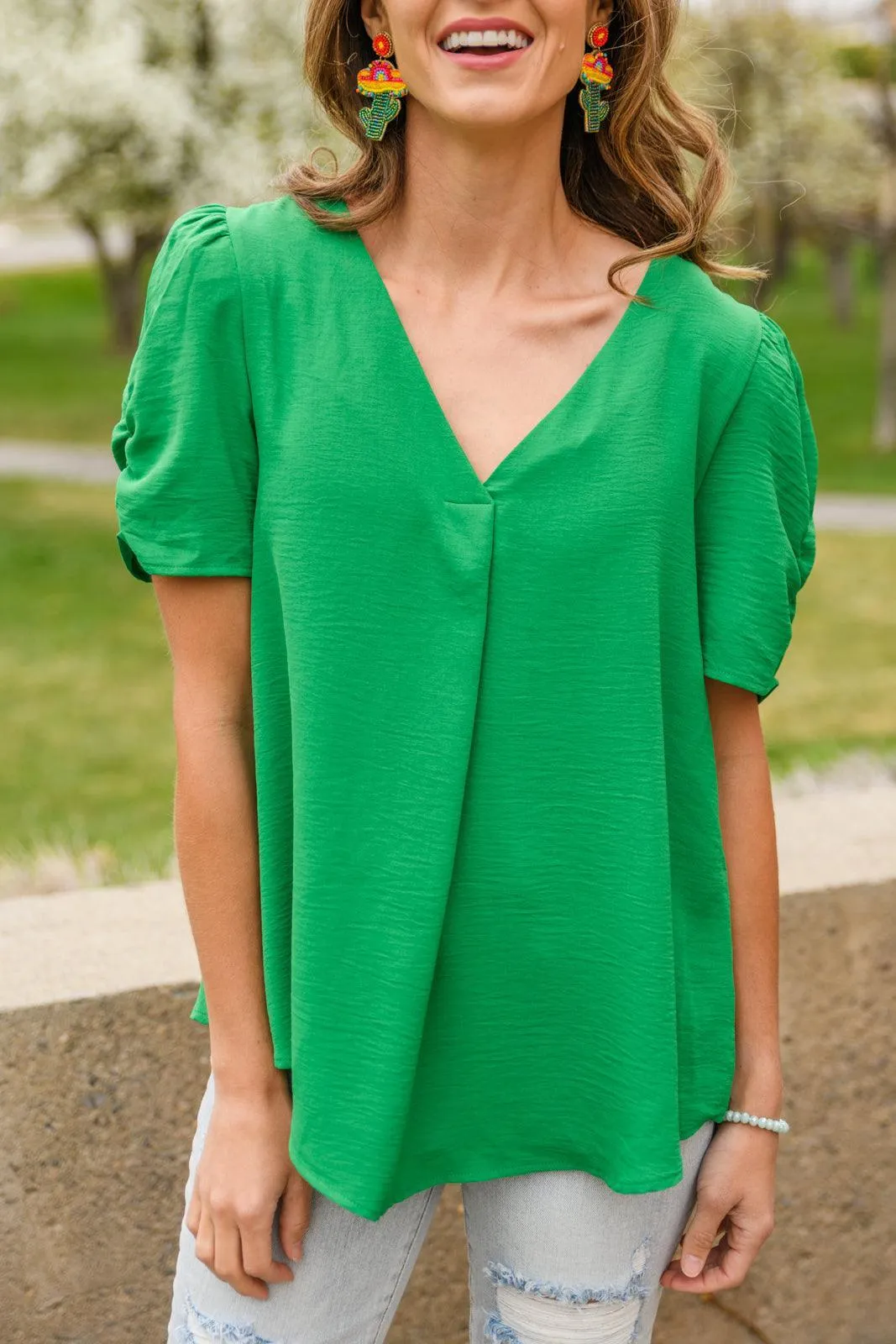 Hazel Blues® | Let's Meet Up Green Blouse