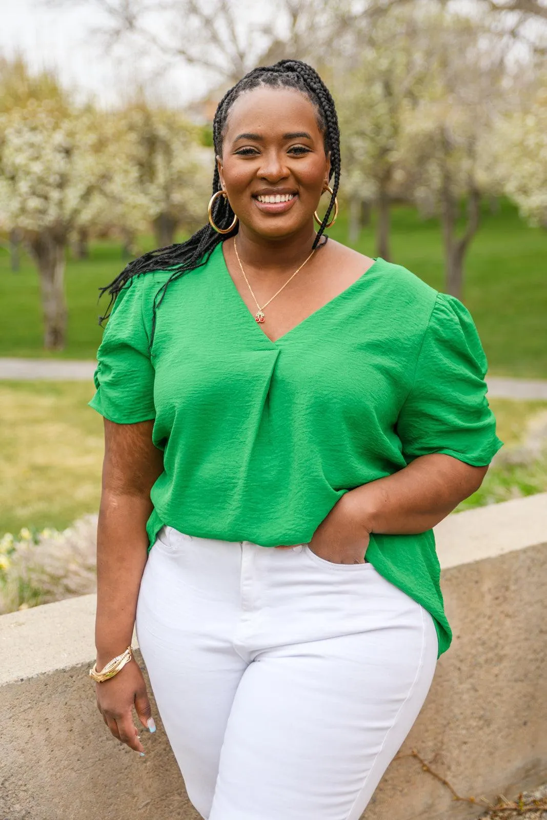 Hazel Blues® | Let's Meet Up Green Blouse