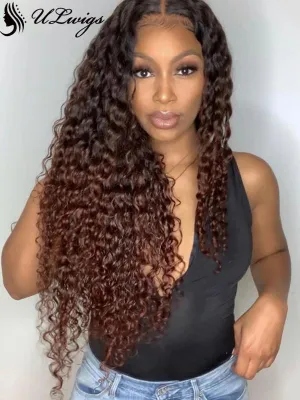 HD Lace Ombre Brown Color Curly Thick 13*6 Lace Front Wigs [ULWIGS86]