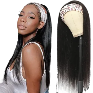 Headband Wig Straight Human Hair