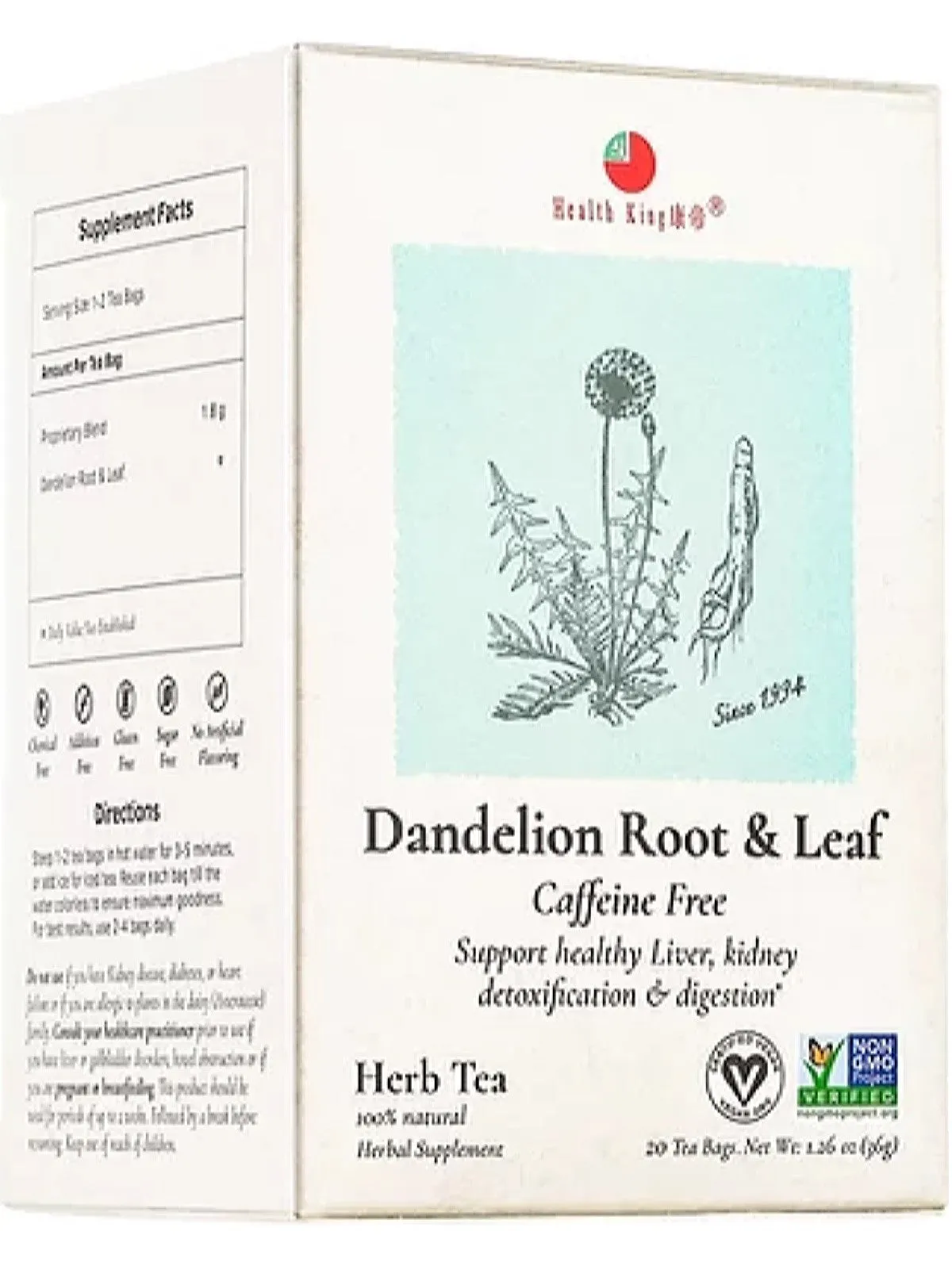 Health King, Dandelion Root & Leaf Tea, 20 tea bags