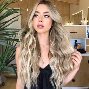 Heat Resistant Long Blonde Honey Wavy Wig