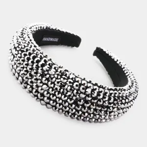 Hematite Faceted Bead Padded Headband