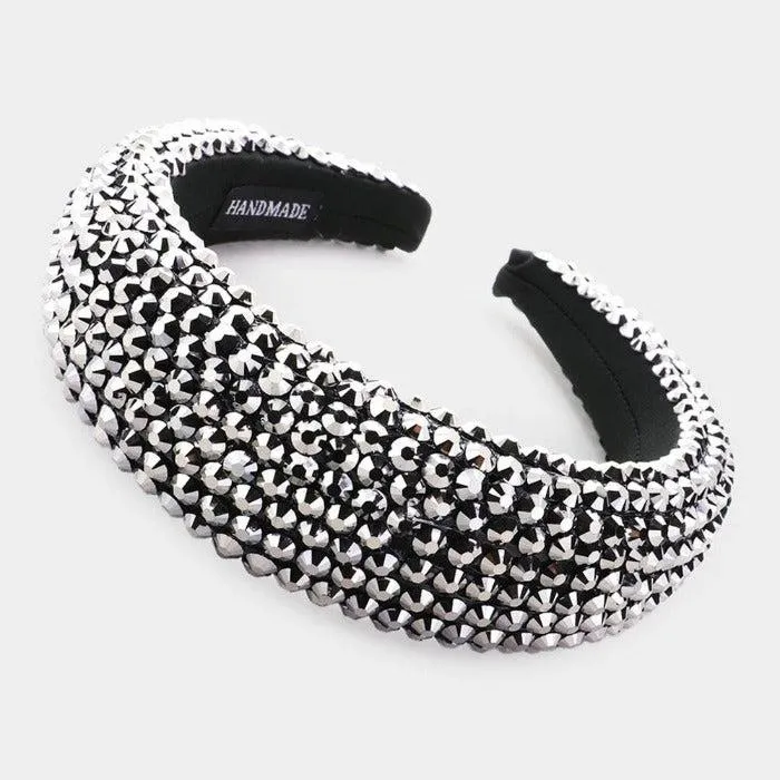 Hematite Faceted Bead Padded Headband