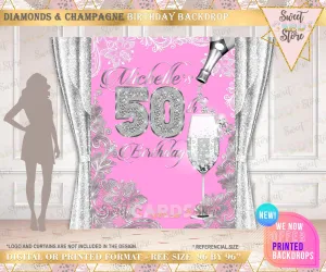 High Heels champagne diamonds birthday backdrop, Heels and champagne backdrop, Glam Backdrop, Glam Birthday backdrop, Heels champagne banner